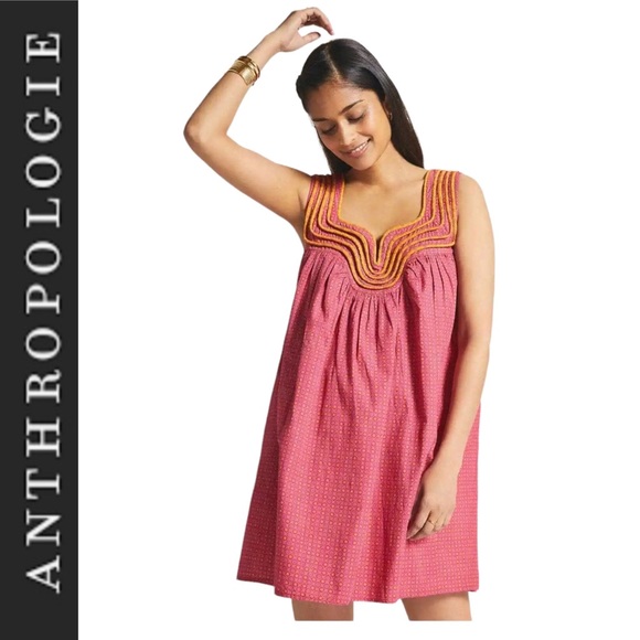 NWT Anthropologie Let Me Be Swing Tunic Mini Dress pink/yellow xxs - Picture 2 of 15